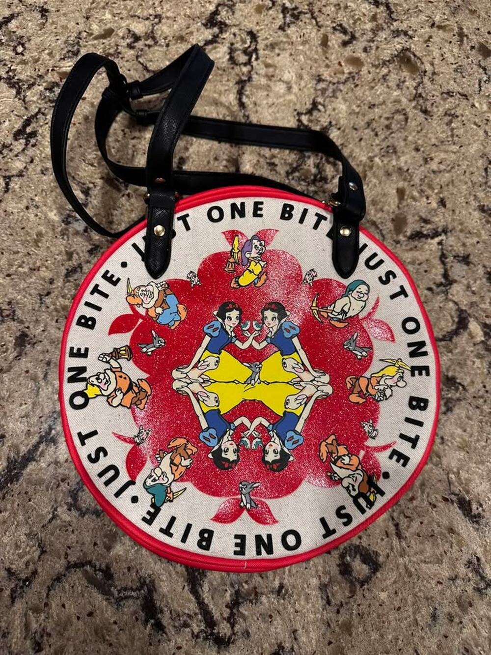 Disney Snow White & Seven Dwarfs Round Apple Shoulder Bag Purse